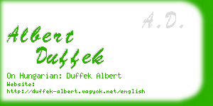 albert duffek business card